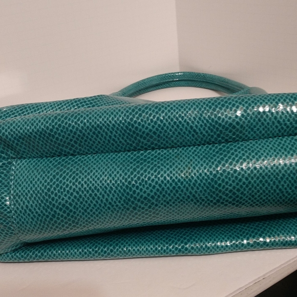 Turquoise Croc Ruffle Nine West Shoulder Bag - Picture 7 of 7